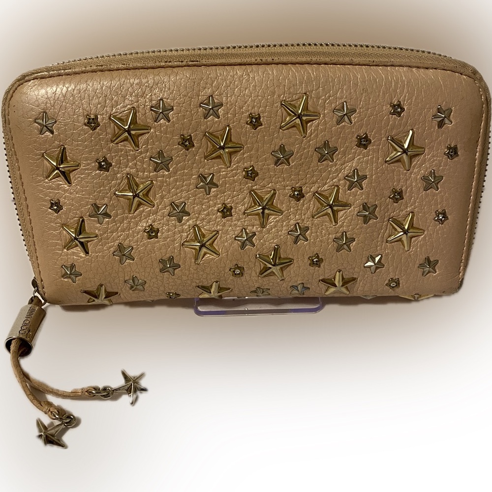 Jimmy Choo Pearlized Pink w/ Stars Studs and Crystals Wallet